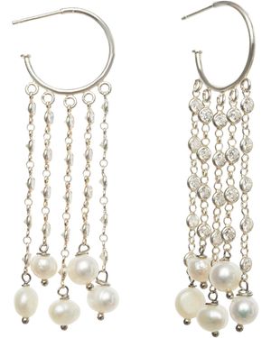 Lavani Jewels Vega Pearl Hoops - White