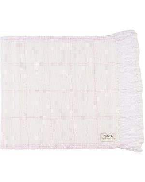 Ginta Fringed Scarf With Windowpane Checks - White