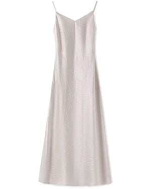 Jiaying Wang Wjy Studio London Neutrals Slim-Fit Silk Cream Long Dress - Gray