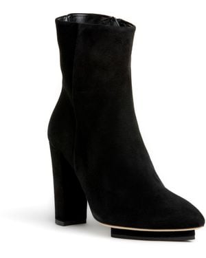 Beautiisoles by Robyn Shreiber Made in Italy Teresa Suede Bootie Comfortable Hidden Platform & Zipper Work Day Or Evening - Black
