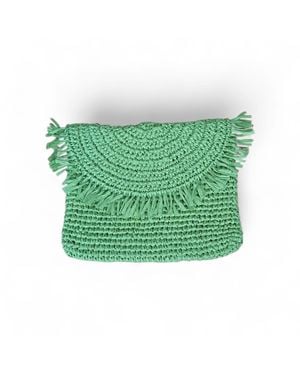 Springmoonatelier Handmade Raffia Mini Bag – - Green