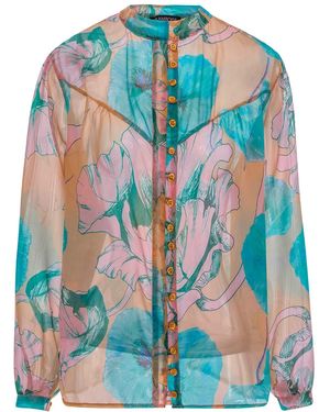 Framboise Carolina Print Silk Blouse - Blue
