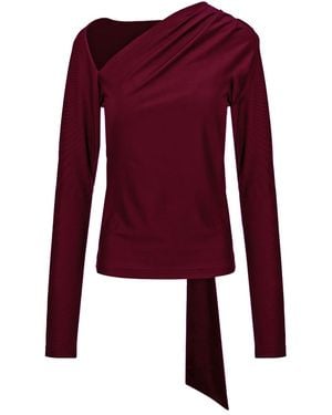 BLUZAT Burgundy Jersey Top With Asymmetric Neckline - Purple
