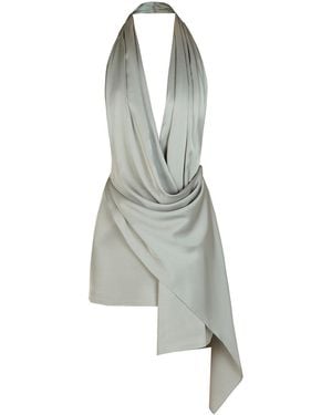 Avenue 8 Mini Silk Draped Dress - Gray