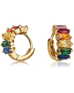 Lily & Roo Gemstone Cluster Huggie Hoop Earrings - Metallic