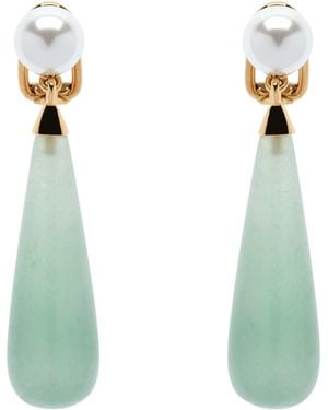 Emma Holland Jewellery Aventurine & Pearl Clip Earrings - Green