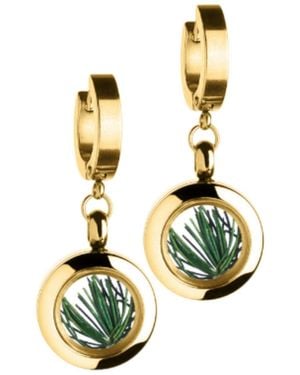 My Little Nature Plated Drop Earrings With Pine Needless - White