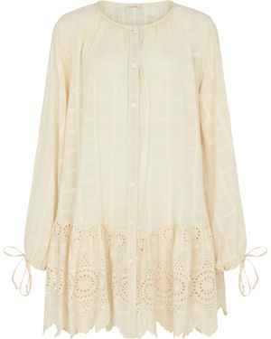 Raffya Neutrals Olivia Embroidered Mini Dress - White