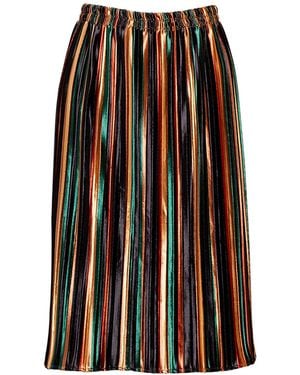Bianca Popp Straight Velvet Stripes Skirt - Brown