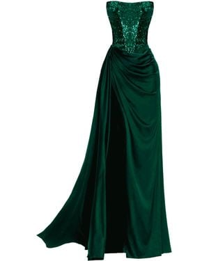 Angelika Jozefczyk Emerald Satin Sequin Evening Gown Nadya - Green