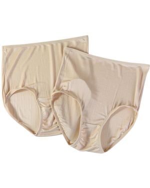 Soft Strokes Silk Neutrals Set Of Two Knitted Silk Mid Rise French Cut Pantie Shimmer Collection - Natural