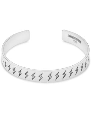 CarterGore Sterling Etched Lightning Bangle Large Size - Metallic