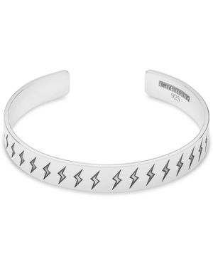 CarterGore Sterling Etched Lightning Bangle Large Size - Metallic