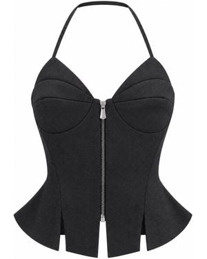 SÉLONE Thalia Sculpted Zip Corset Top - Black