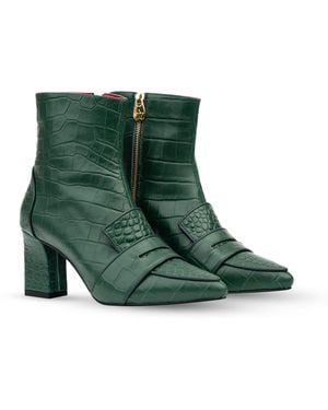Rosamund Muir London Luciana Crocodile Print Loafer Boots - Green