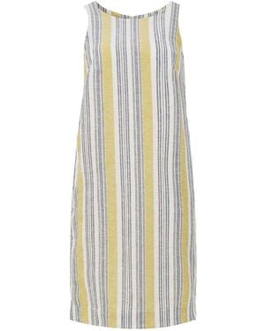 Conquista Sunshine Stripes Cotton-Linen Dress - White
