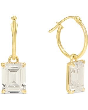 Esterah Crystal Emerald Cut Drop Huggies - Metallic