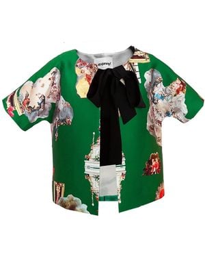 Maxjenny Cropped Jacket With Bow - Green