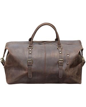 Touri Zip Detail Genuine Leather Holdall - Black