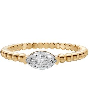 Aya Fine Jewelry 0.30 Ct Solitaire Marquise Lab Diamond Beaded Ring - Metallic
