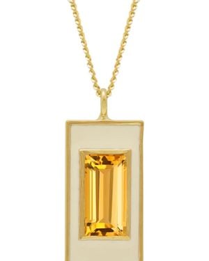 Augustine Jewels Citrine And Cream Enamel Drop Necklace - Metallic