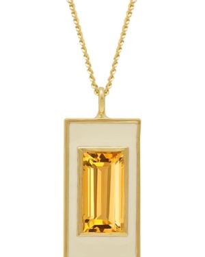 Augustine Jewels Citrine And Cream Enamel Drop Necklace - Metallic