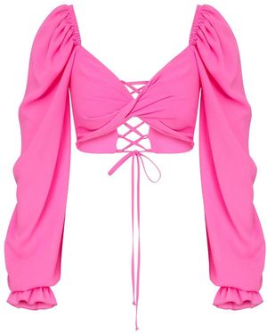 NAZLI CEREN Lolly Tie Back Top In Hot Pink