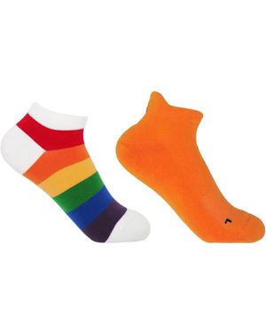 Peper Harow - Made in England Block Stripe & Organic Trainer Socks Bundle - Orange