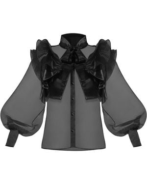 Tia Dorraine Hypnotic Glow Sheer Organza Shirt - Black