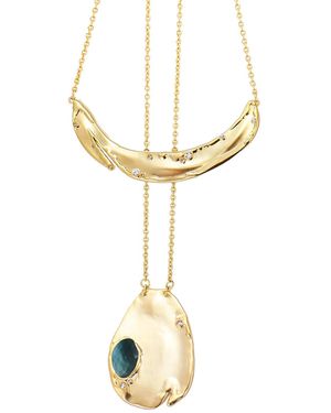 Rare Matters Jewelry Gemstone Duo Pendant Necklace - Metallic