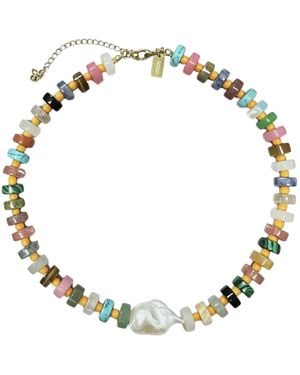 Christina Greene Happy Go Lucky Baroque Pearl Beaded Necklace - Metallic