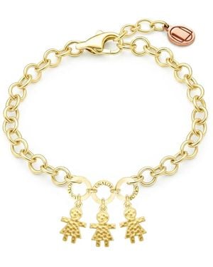 Unaloe Adjustable Plated Mom Bracelet With Three Little Girls Charms, Perfect Gift For Moms And Families - Metallic