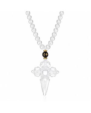 Ormiro Crystal Double Vajra & Phurba Necklace - Metallic