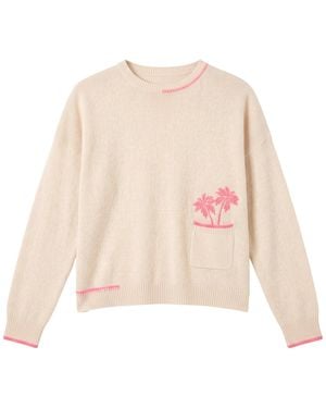 Brodie Cashmere Palm Pocket Cashmere Crew Jumper - Natural