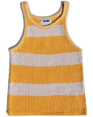 Gigi Knitwear Mesh Cotton Tank Top - Yellow