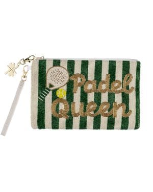 Laines London Padel Queen Hand Beaded Pouch - Green
