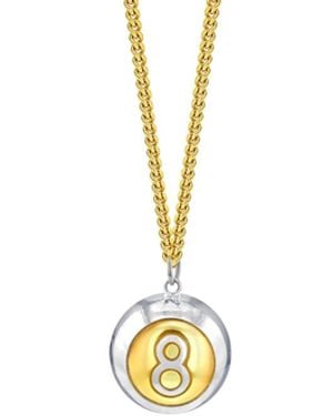 True Rocks 8 Ball Pendant 2Tone Sterling & 18Kt Plated On Chain - White