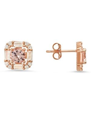 Kylie Harper Morganite Halo Stud Earrings - Pink