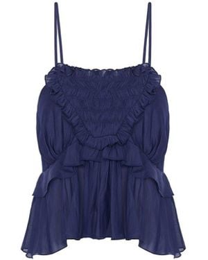 Rue Les Createurs Thin-Strap Blouse - Blue