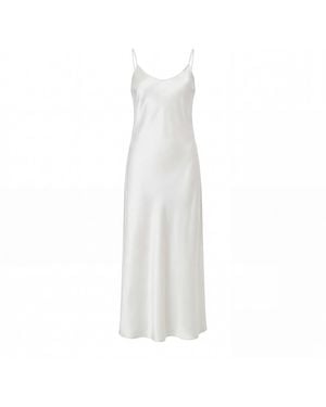 Vimissia Long Silk Slip Dress - White