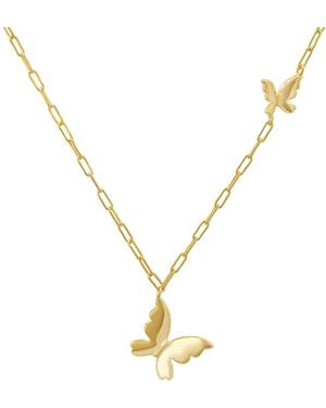 Kylie Harper Petite Paper Clip Floating Butterfly Necklace - Metallic