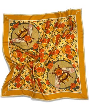 Henelle Bloom Large Silk Scarf - Metallic