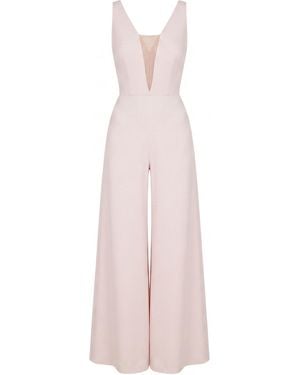 Nomi Fame Primrose Deep V-Neck Light Palazzo Jumpsuit - Pink