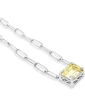 Lutiro Paperclip Chain With Coloured Stone Canary - Metallic