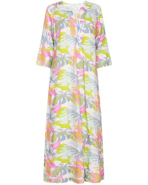 NoLoGo-chic Fern Leaf Maxi Dress Linen Multi - Green