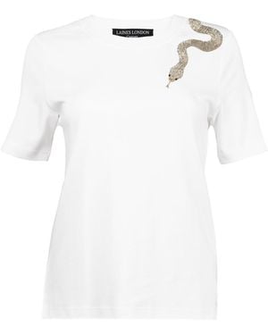 Laines London Laines Couture Embellished Snake T-Shirt - White