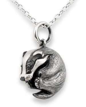 Adrian Ashley Badger Pendant And Chain Made From Solid Sterling - Metallic