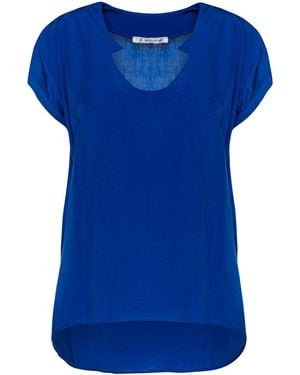 Conquista Electric Cap Sleeve Top Scoop Neckline - Blue