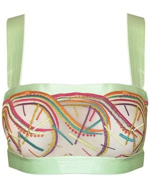 Somewhere Never Disco Deco Square Neck Bralette - Green