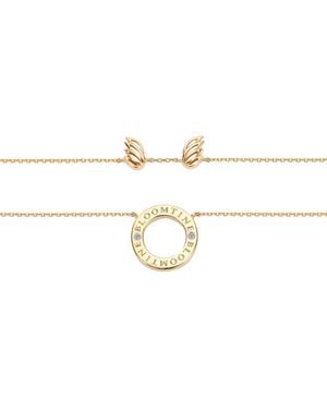 BLOOMTINE | Earth Angel HQ Mini Halo Wings Diamond & Solid Angel Necklace - Metallic